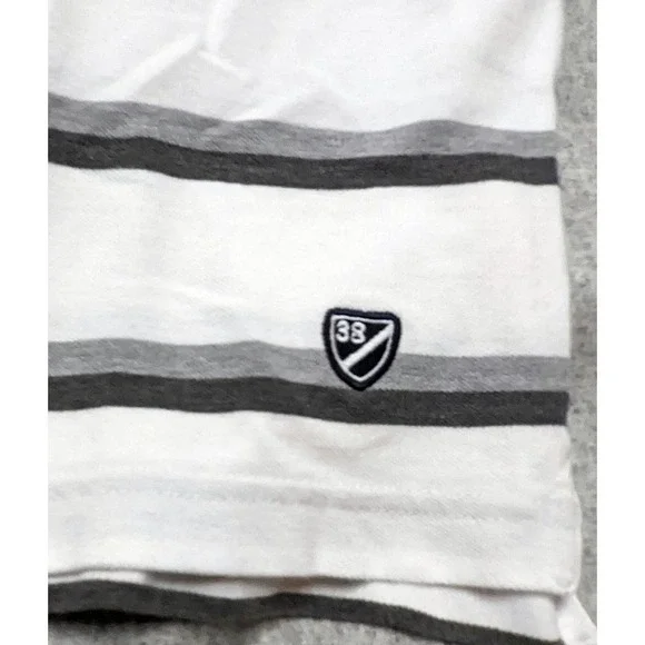 Cremieux Classics Polo Shirt Men's Size XL White with Black and Grey Stripes EUC - Picture 4 of 9